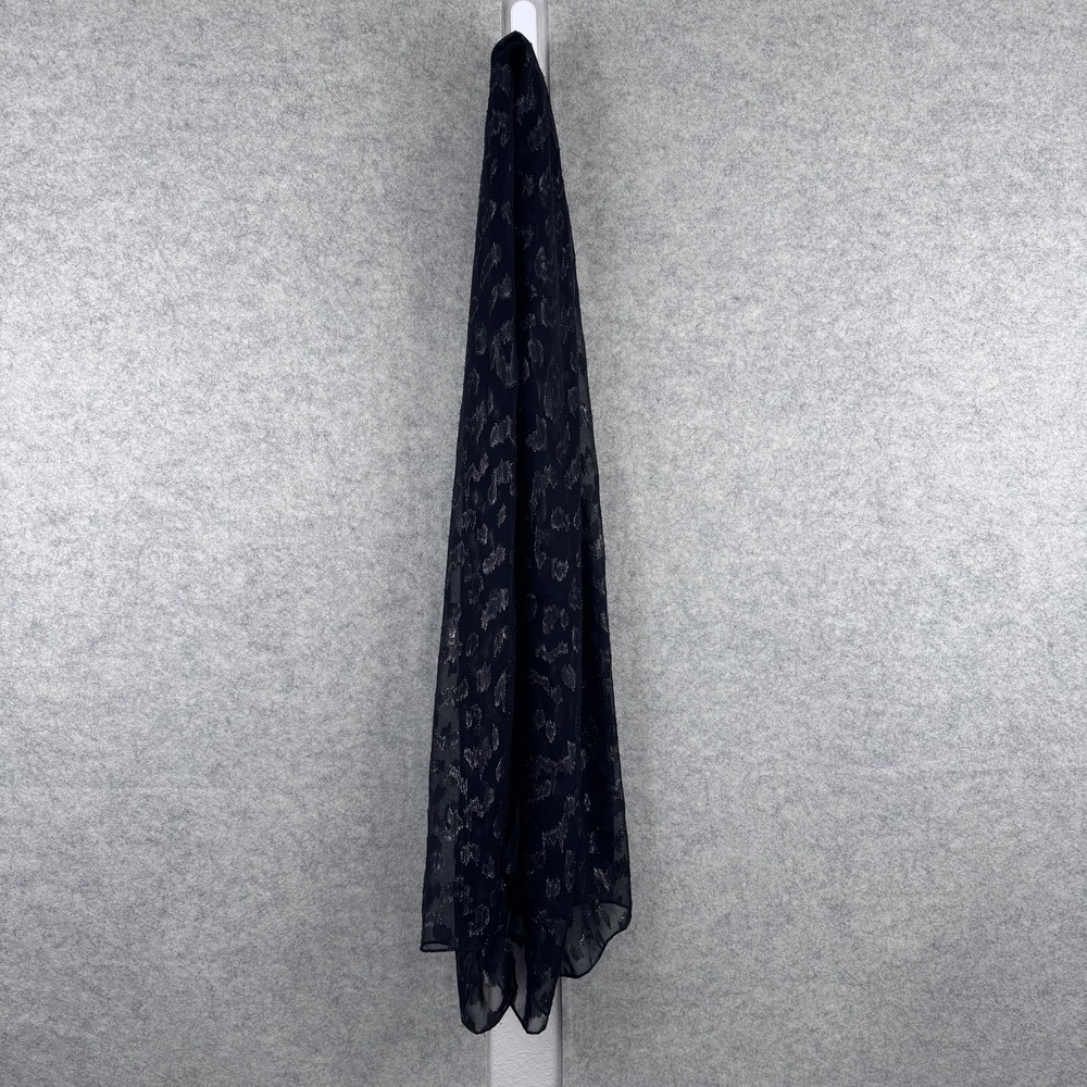 Vince Camuto Scarf Womens One Size Black Animal Print Rectangle Chiffon Glitter